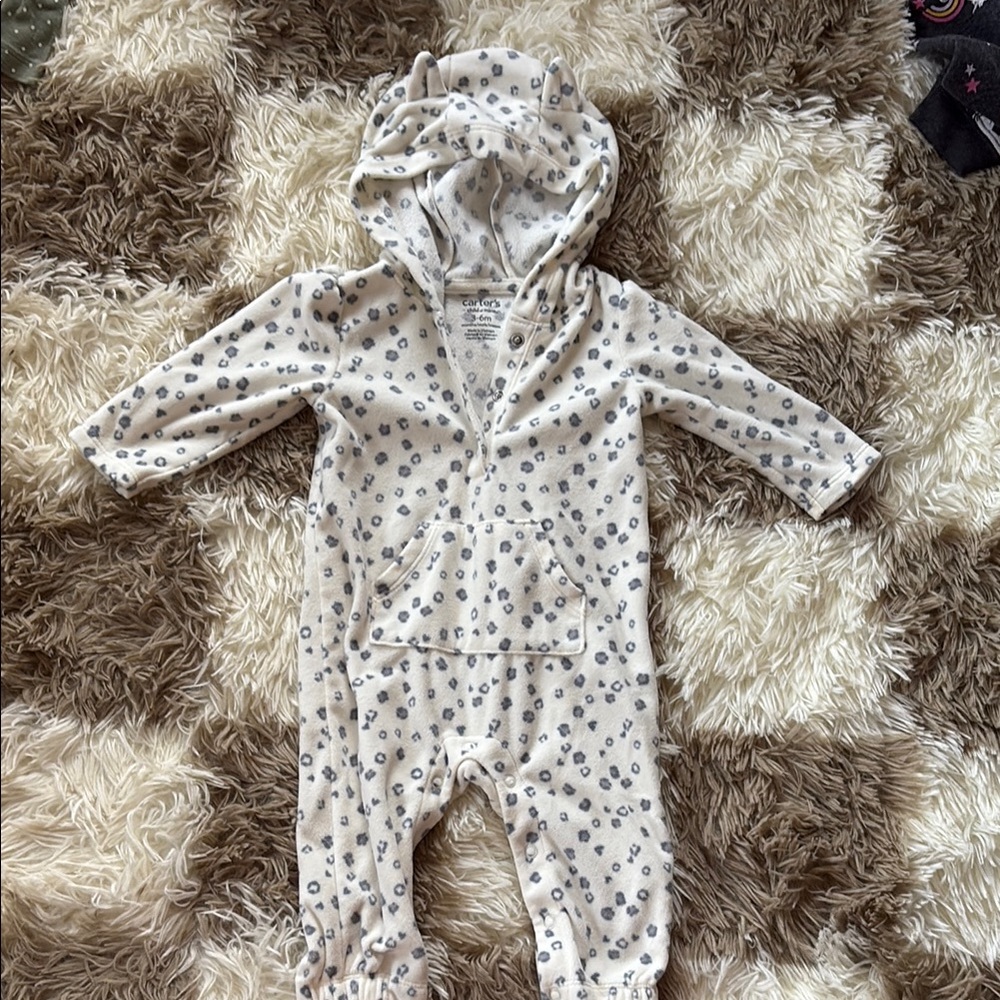 Cozy Cream Hooded Baby One Piece